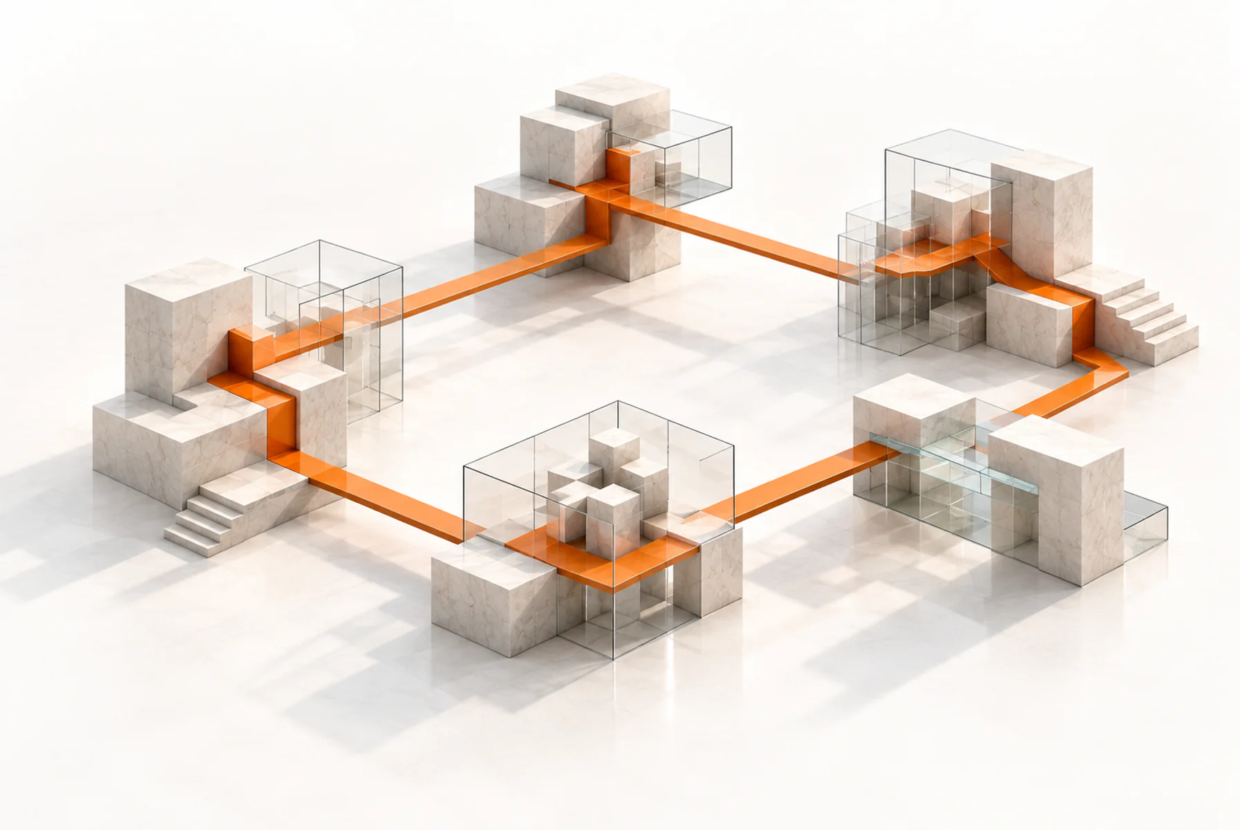 An abstract network of connected capability stations